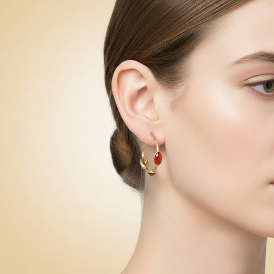 Hoop earrings Colors: Gold & red