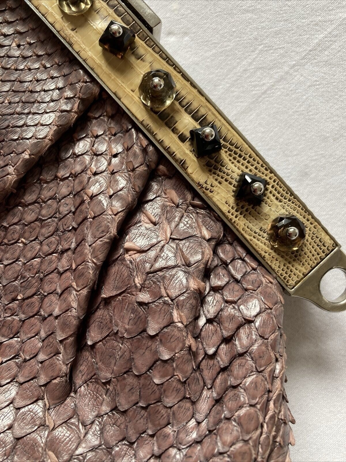 Brand: Prada | Material: Python leather | Handbags | Color: Purple | Made in Italy | Clutch