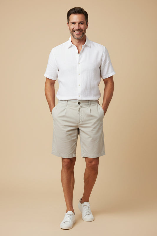 Cartouche Men's Vintage Shorts – Cream White – 100% Cotton – Size 26 / L