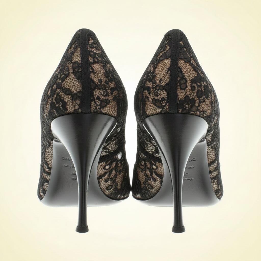 Tom Ford — Black Suede Peep-Toe Pumps with Cutout Detail