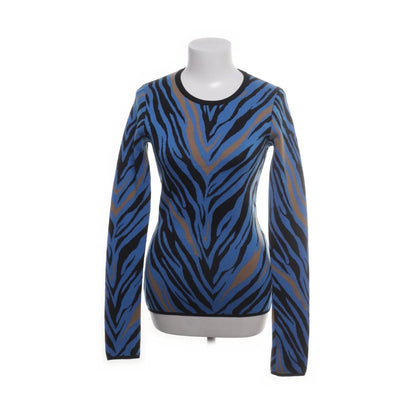 Fausto Puglisi Zebra-Print Knit Pullover – Cobalt Blue, Black & Tan Size: DE 34 / XS · IT 38