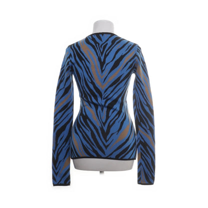 Fausto Puglisi Zebra-Print Knit Pullover – Cobalt Blue, Black & Tan Size: DE 34 / XS · IT 38