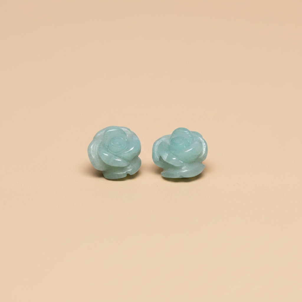 Blue Gemstone Rose Stud Earrings – 925 Sterling Silver