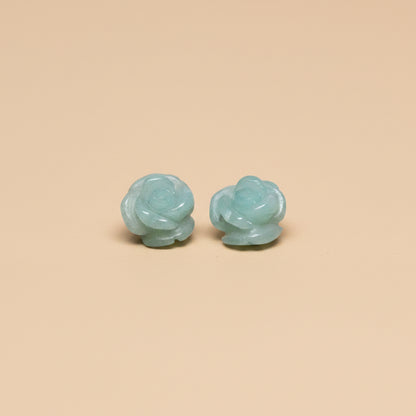 Blue Gemstone Rose Stud Earrings – 925 Sterling Silver