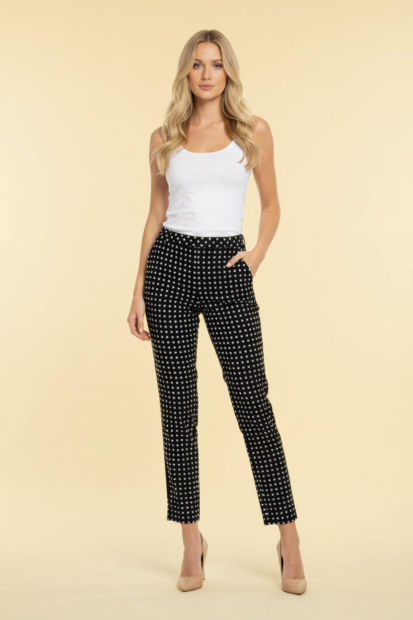 Pants (Black, White) by Escada: Cotton, Spandex, Wool - Material label Escada Pants, Size: 34