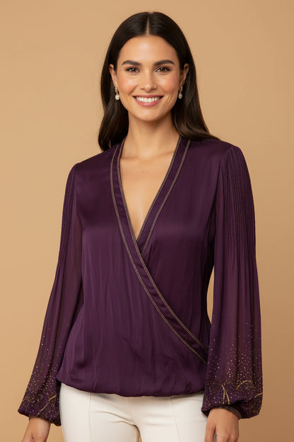 Salvatore Ferragamo 100% Silk Blouse – Violet/Purple – Elegant Designer Piece