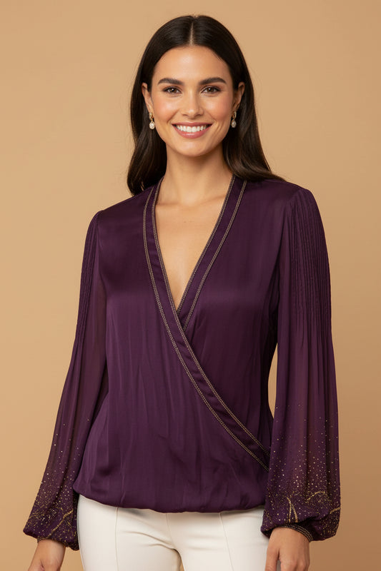Salvatore Ferragamo 100% Silk Blouse – Violet/Purple – Elegant Designer Piece