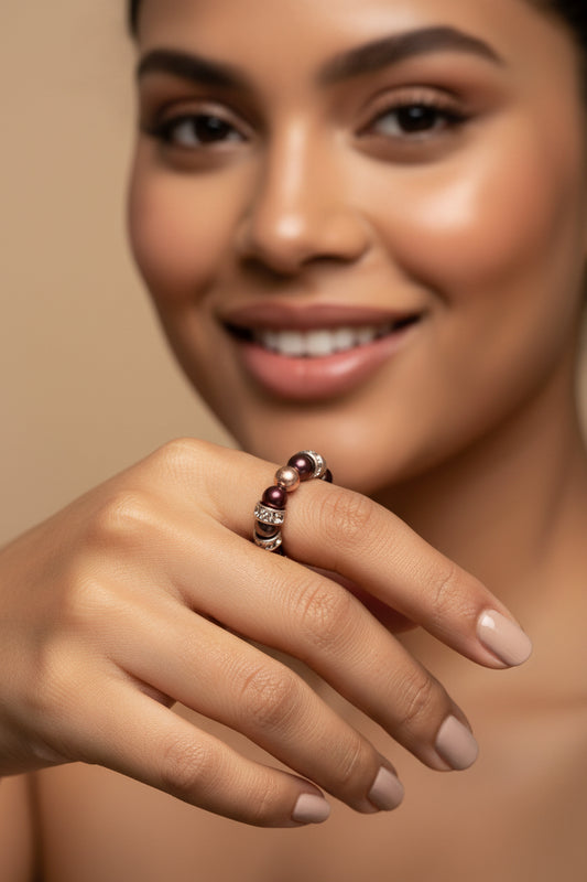 Stretch Pearl Ring – Genuine Round Pearls – Elegant & Timeless