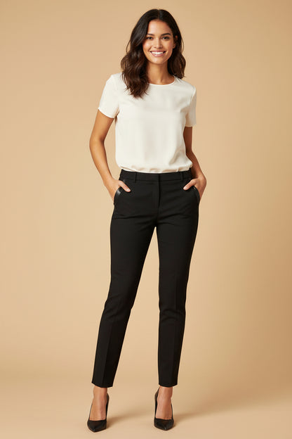 The Kooples Wool Trousers with Leather Details – Black – Size DE 38