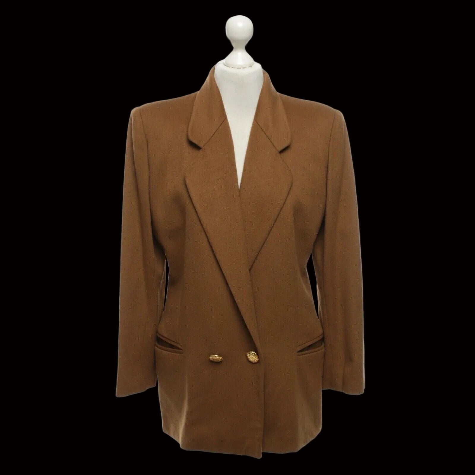 Loewe double-breasted cashmere blazer in brown — front view