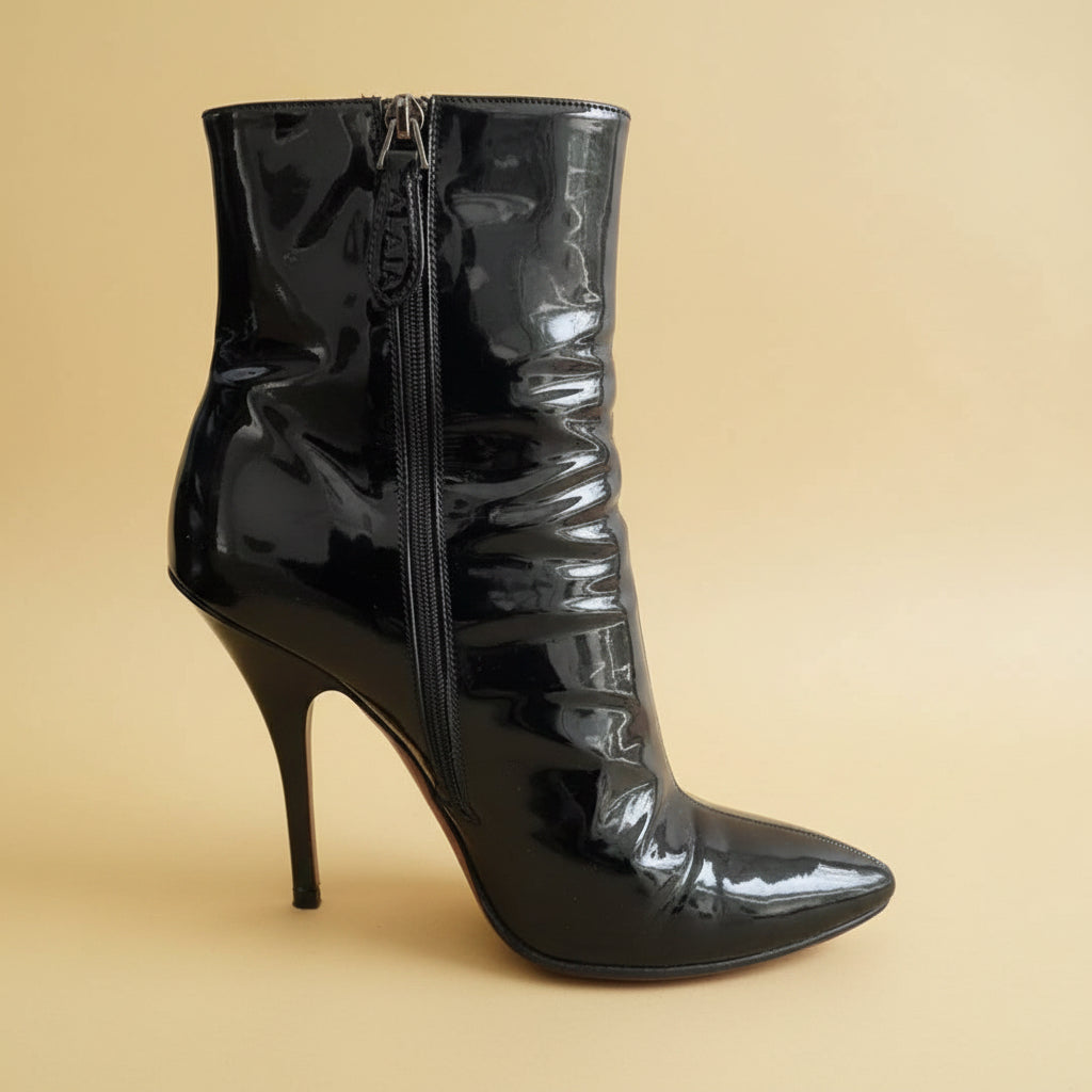 Alaïa Paris Ankle Boots – Size EU 40 – Black Patent Leather