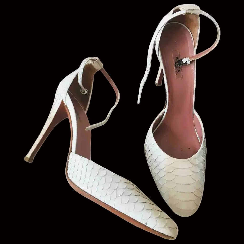 Alaïa Python D'Orsay Ankle-Strap Pumps — front view | Rent designer fashion at Laura Messerschmitt Berlin