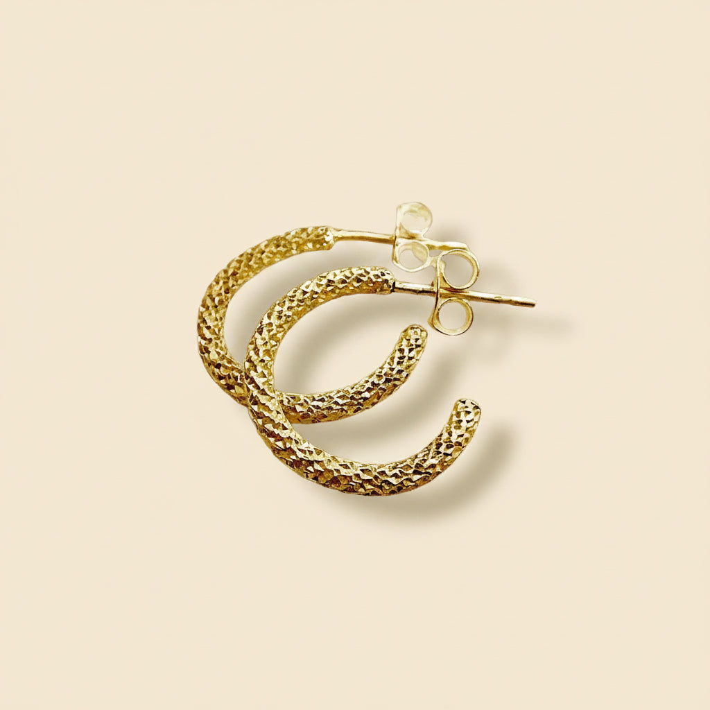 Stardust Hoop Earrings – 925 Sterling Silver Gold-Plated – Made in Germany – 15 mm