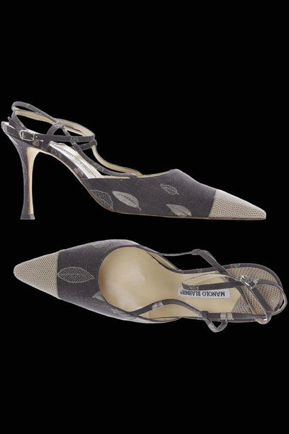 Manolo Blahnik lizard-embossed T-strap sandals — detail view