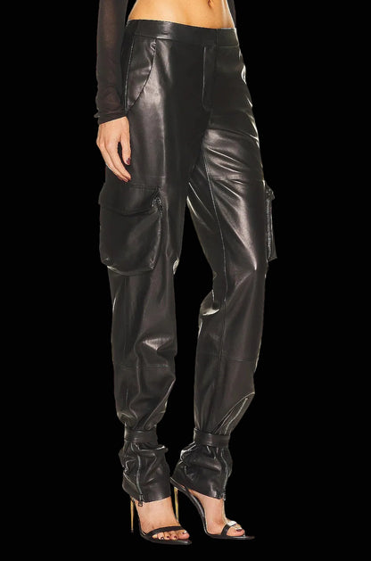 Tom Ford nappa cargo pants — front view with zip cargo pocket detail