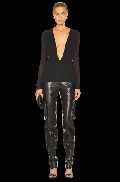 Tom Ford nappa leather cargo pants in black — lookbook image