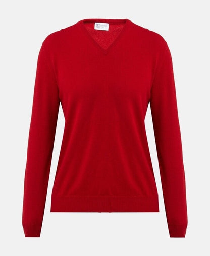 Johnstons of Elgin wool jumper, colour: red, material: 100% virgin wool, Scotland