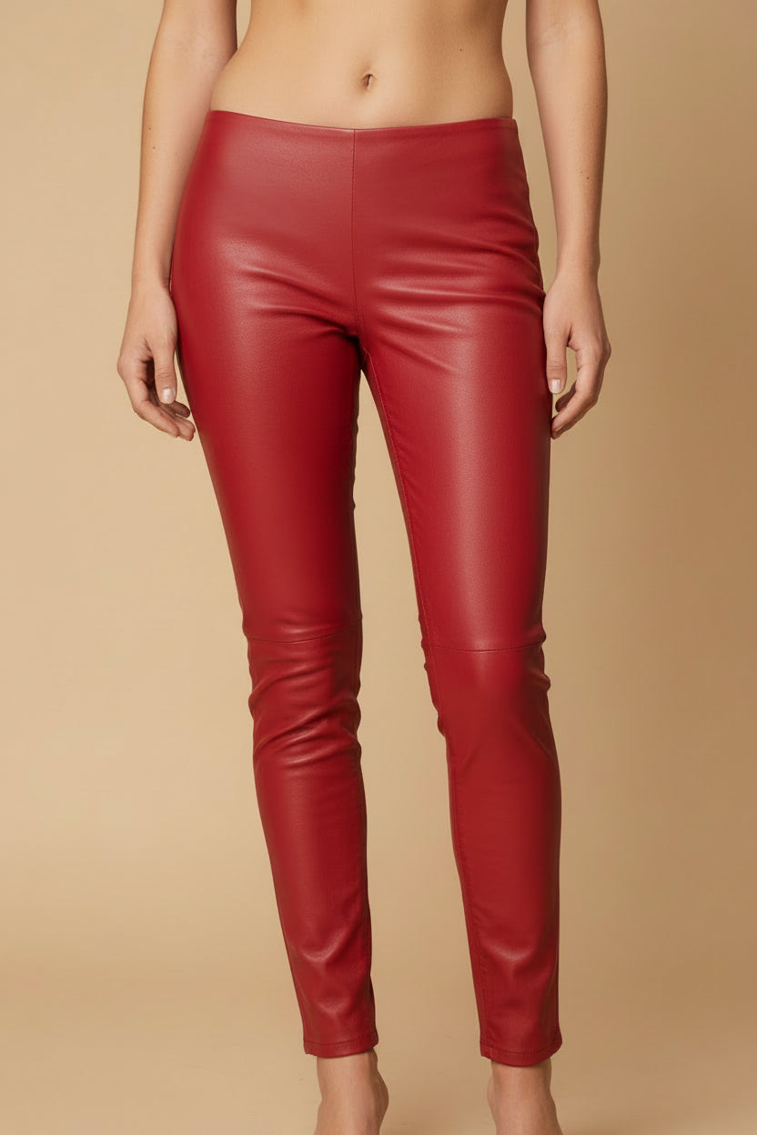 Miu Miu Leather Trousers – Red – Made in Italy – Size EU 34
