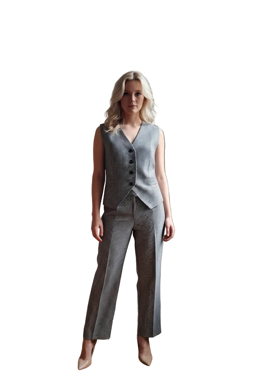 One-of-a-kind suit, size 38; vest and pants; material: unknown; custom-made; black
