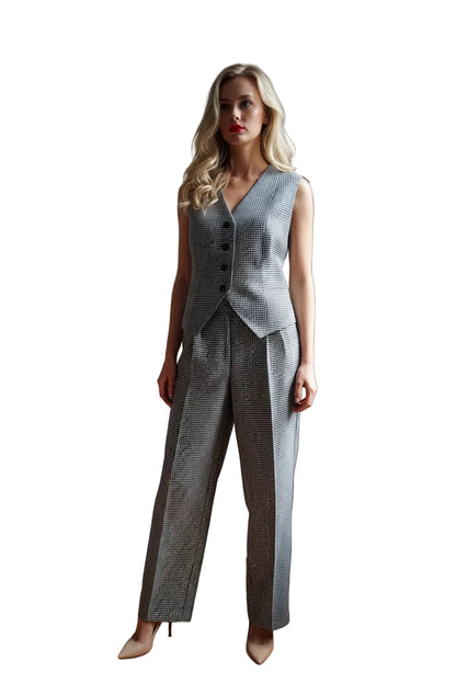 One-of-a-kind suit, size 38; vest and pants; material: unknown; custom-made; black