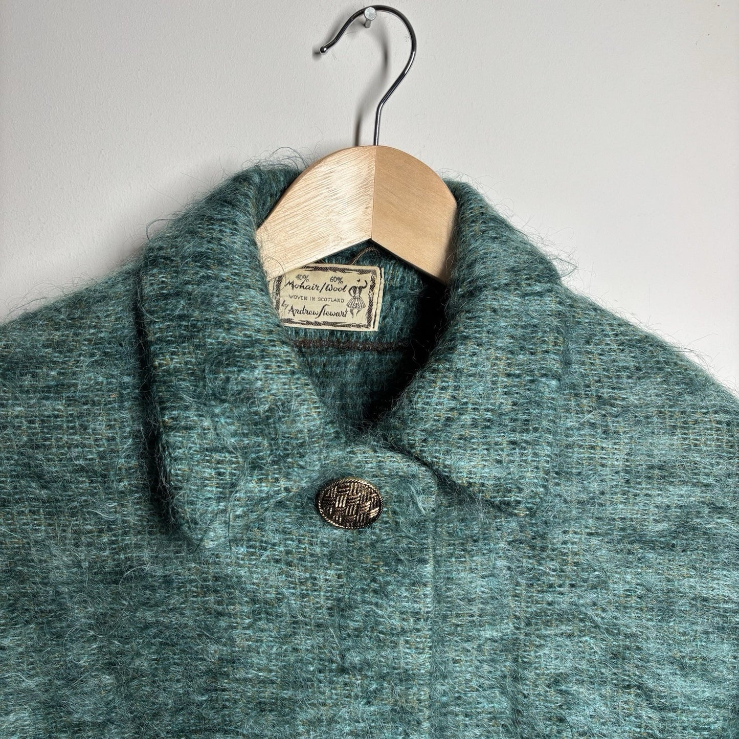 Andrew Stewart Mohair and Wool Cape – Green Fringed Poncho – Made in Scotland – One size