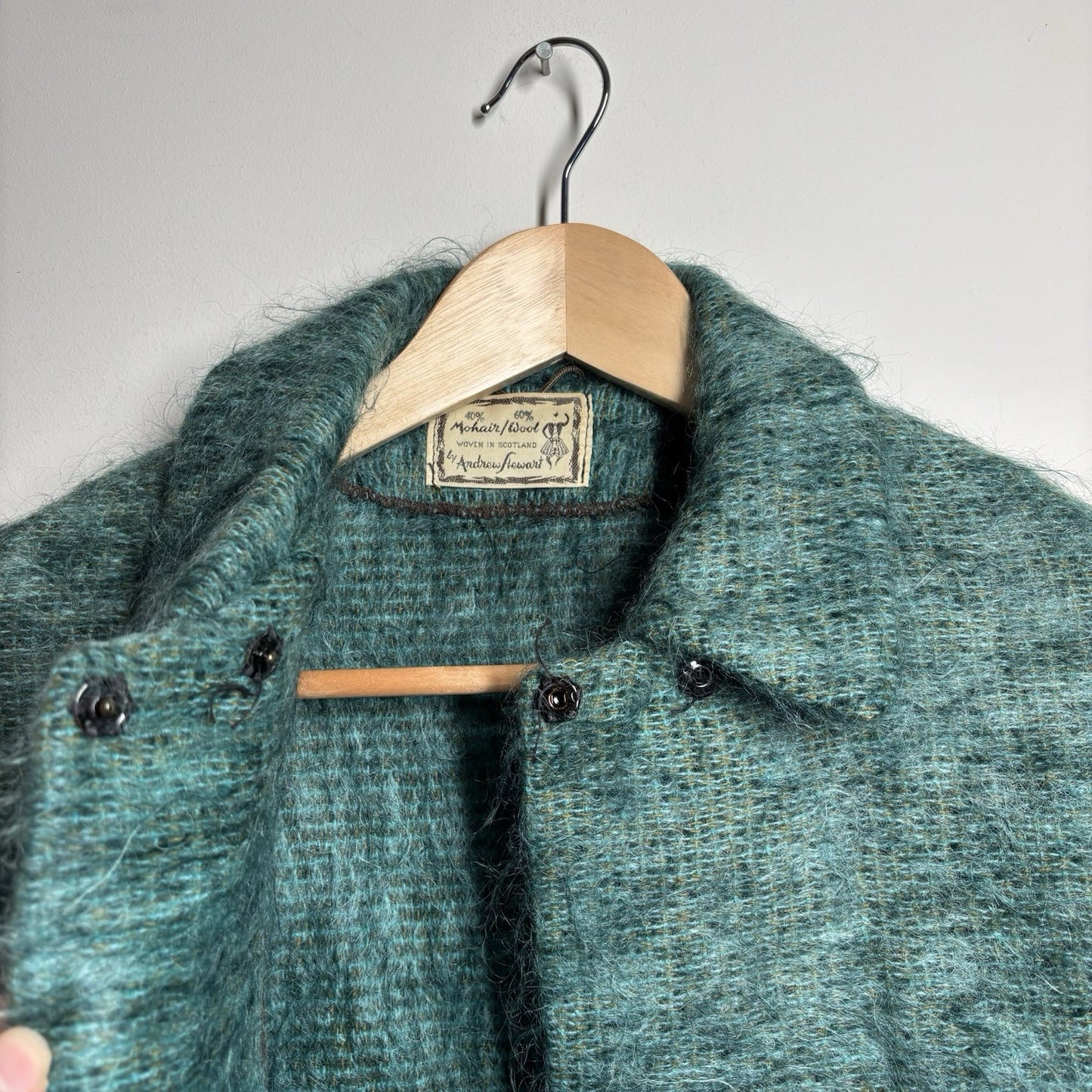 Andrew Stewart Mohair and Wool Cape – Green Fringed Poncho – Made in Scotland – One size