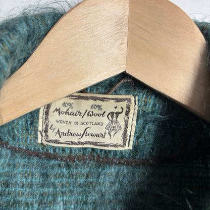 Andrew Stewart Mohair and Wool Cape – Green Fringed Poncho – Made in Scotland – One size
