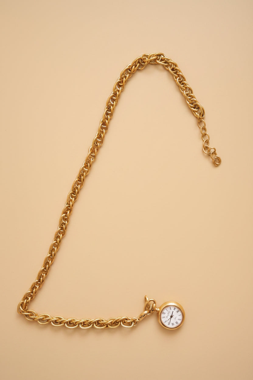Bergland Gold-Tone Quartz Pocket Watch with Chain