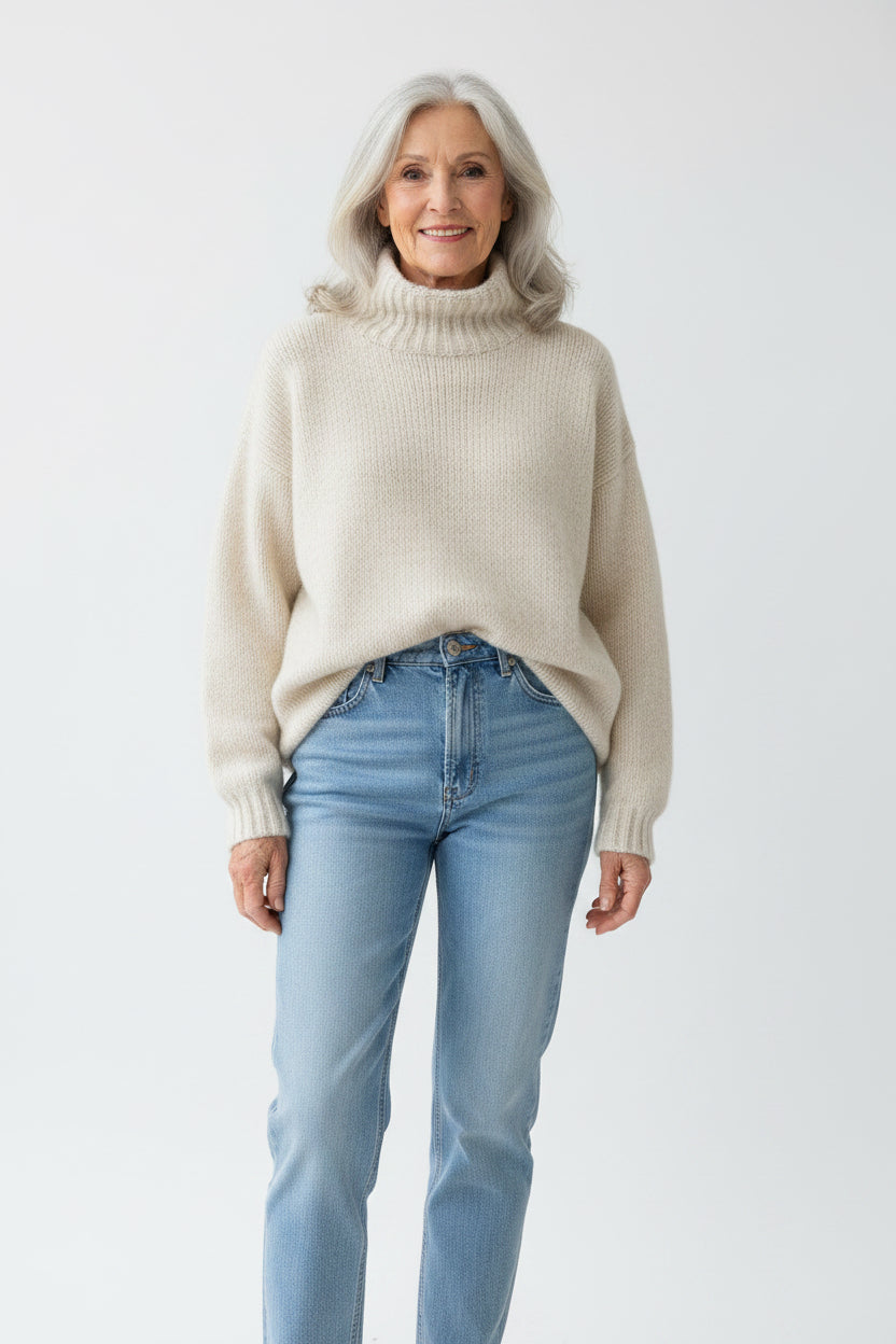 100% Himalayan Yak Wool Roll-Neck Sweater, Size M