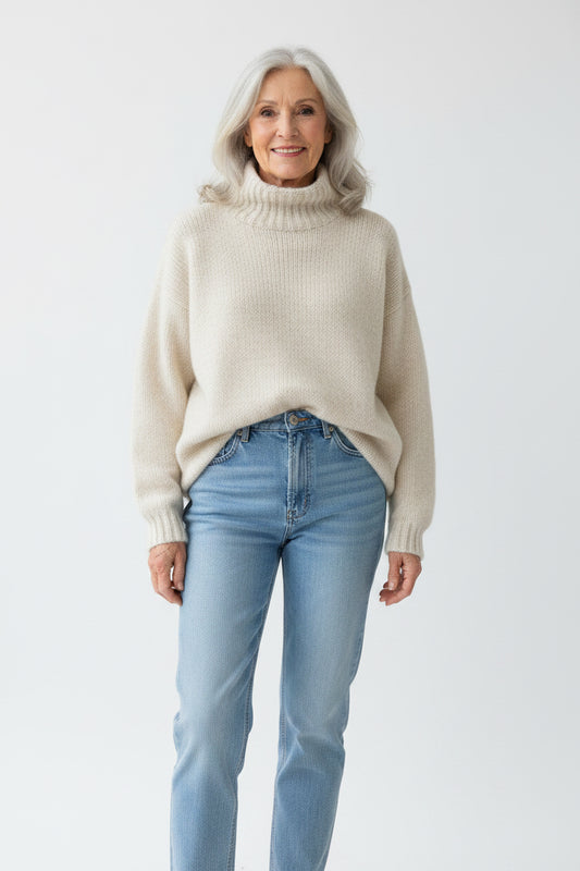 100% Himalayan Yak Wool Roll-Neck Sweater, Size M
