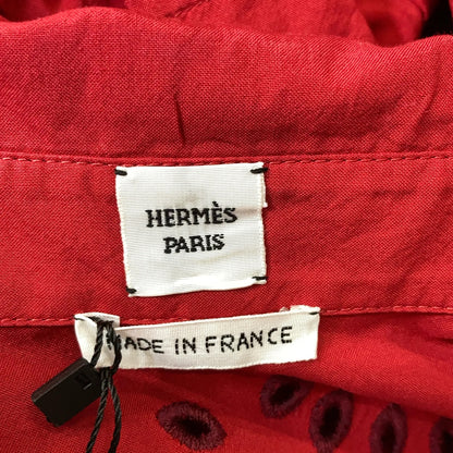 Hermès – Hemdblusenkleid aus Baumwolle mit englischer Stickerei