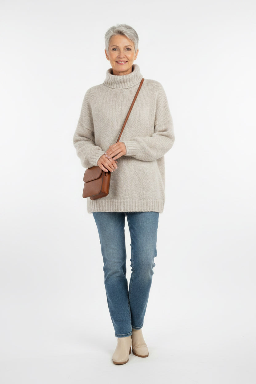 100% Himalayan Yak Wool Roll-Neck Sweater, Size M