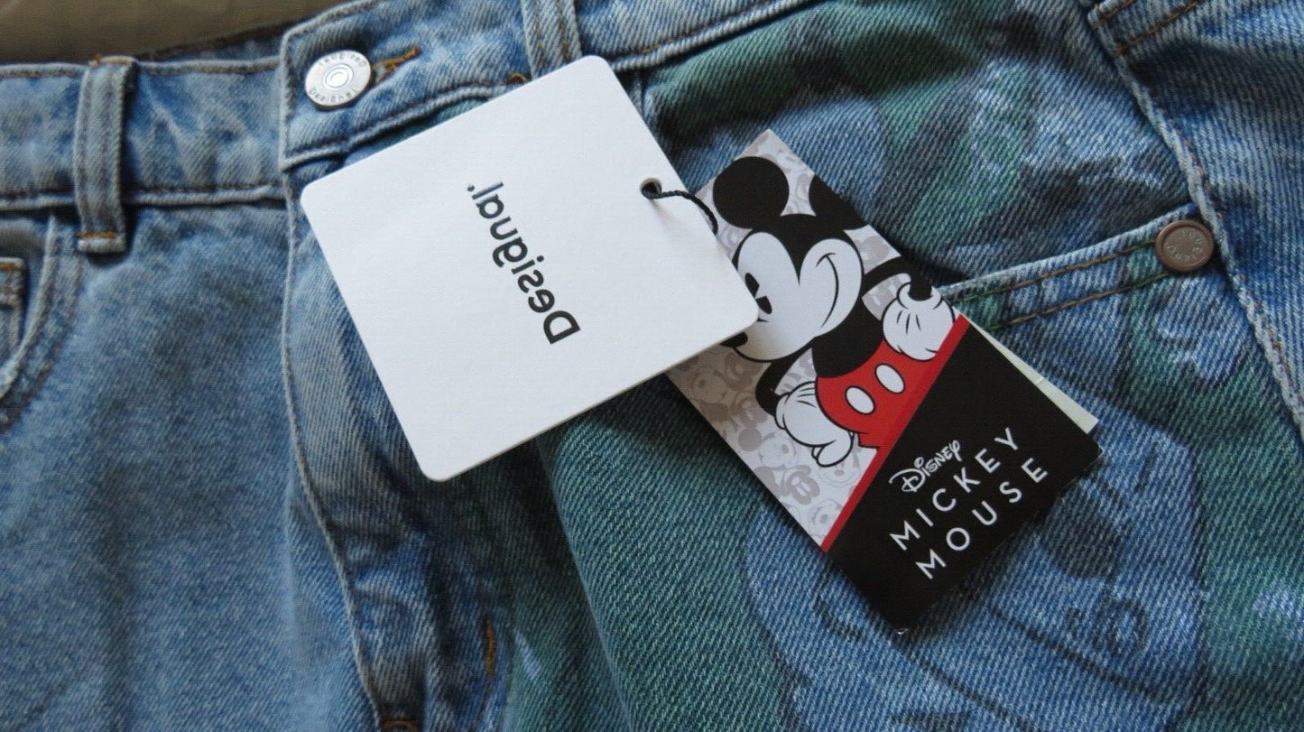 Desigual denim skirt with Mickey Mouse print, size S