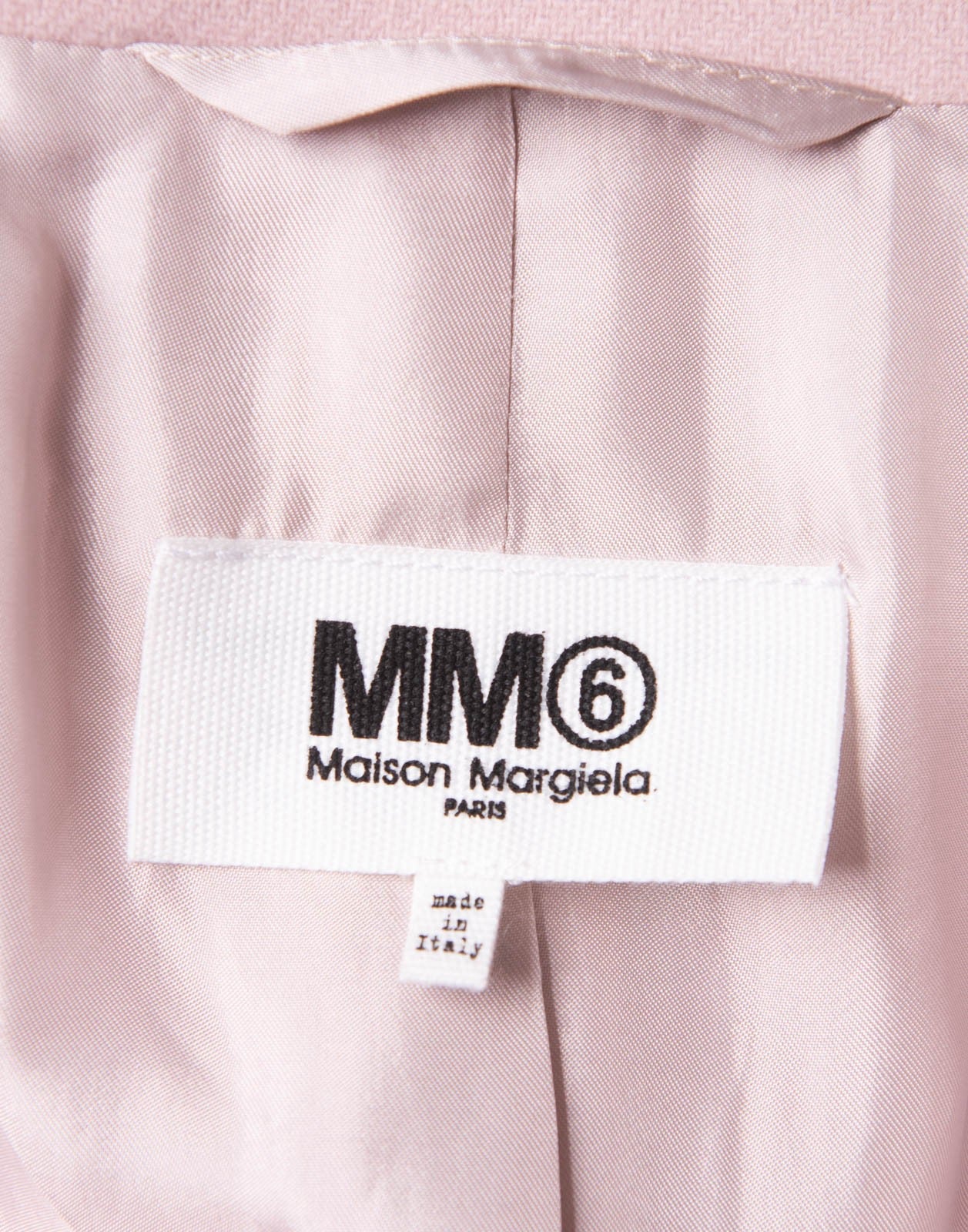 MM6 Maison Margiela blush pink double-breasted wool overcoat — label