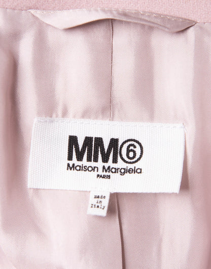 MM6 Maison Margiela blush pink double-breasted wool overcoat — label