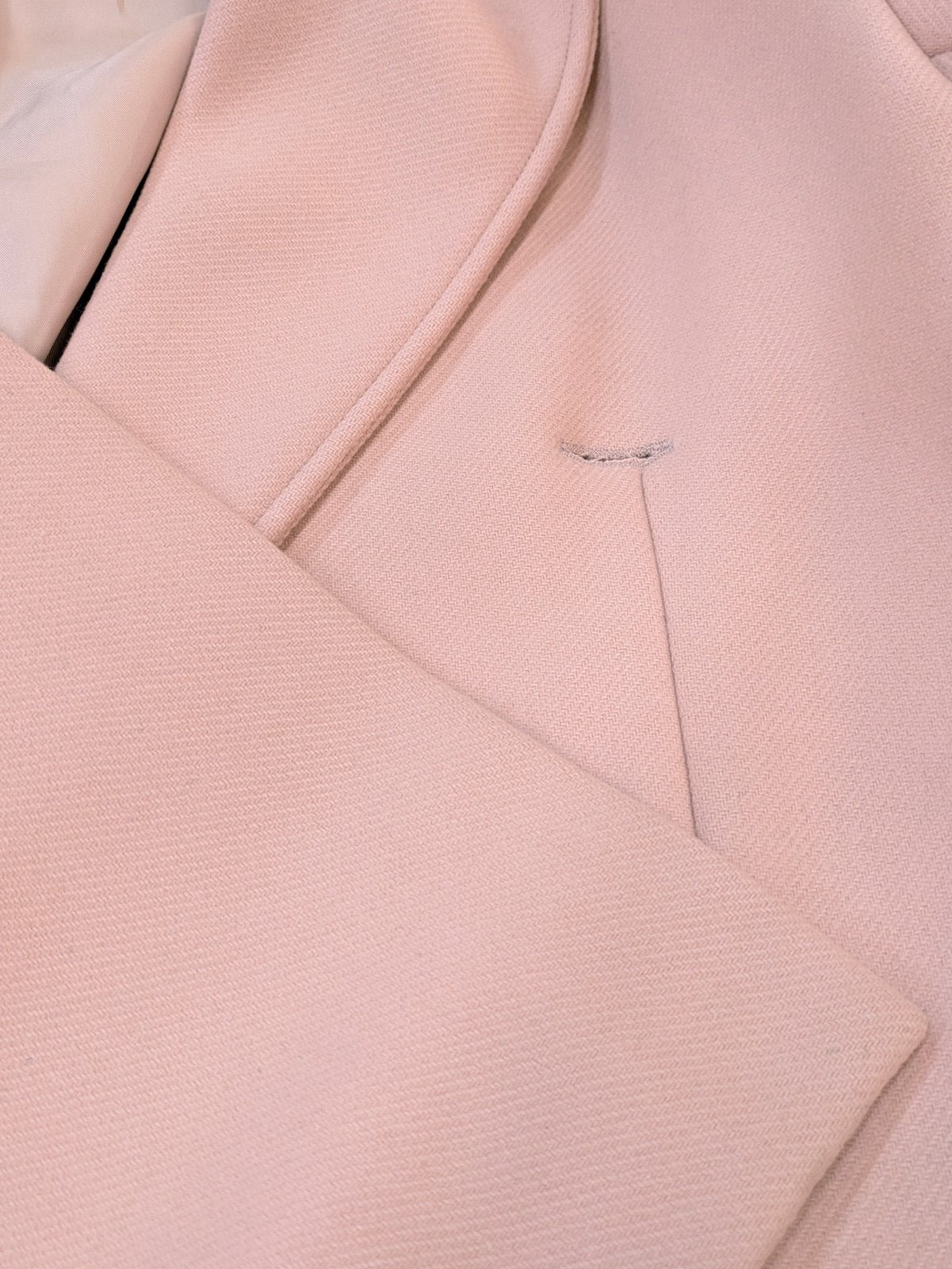 MM6 Maison Margiela blush pink double-breasted wool overcoat — back view