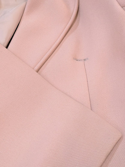 MM6 Maison Margiela blush pink double-breasted wool overcoat — back view
