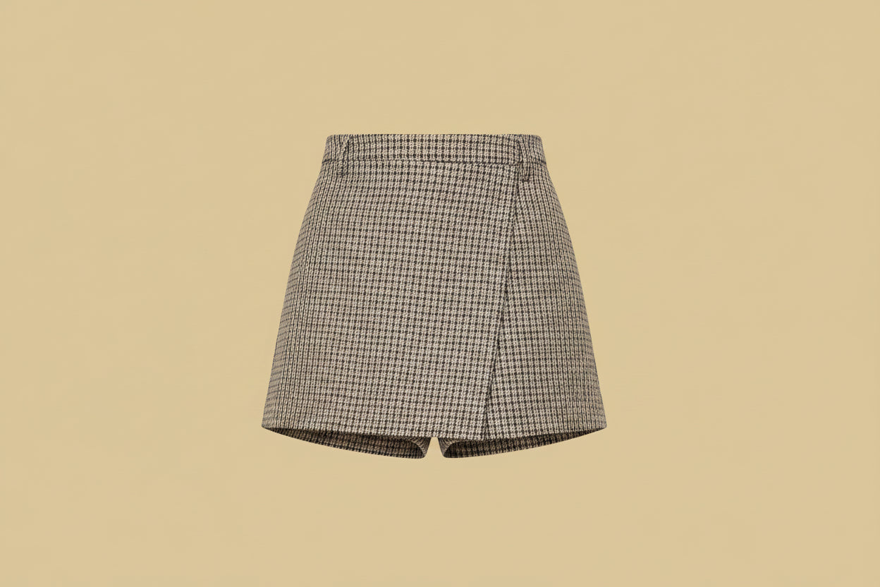 N°21 Wool Houndstooth Mini Skirt – Brown – New with Tags – Size EU 36