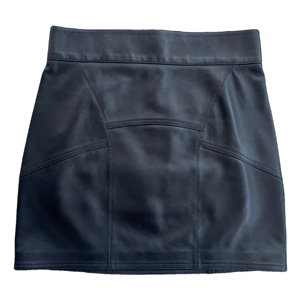 FENTY by Rihanna Lambskin Leather Mini Skirt – Size 34 – Black