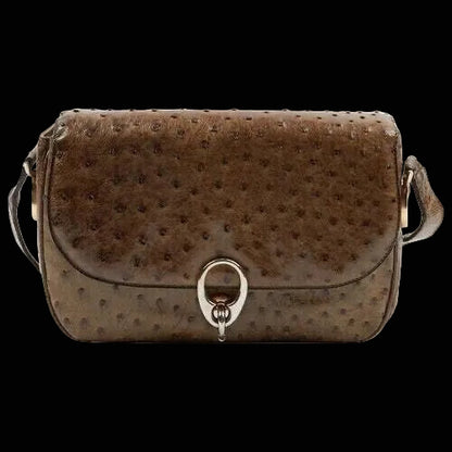 Céline ostrich leather flap shoulder bag in cognac — rent from Laura Messerschmitt, Berlin stylist