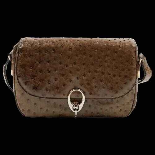 Céline ostrich leather flap shoulder bag in cognac — rent from Laura Messerschmitt, Berlin stylist