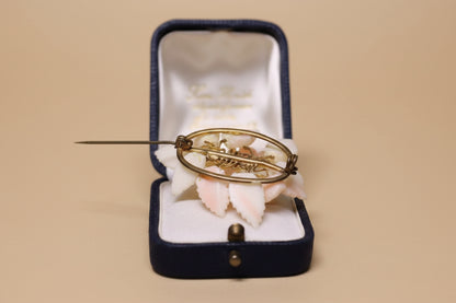 Vintage 1922 Coral and Angel-Skin Coral Flower Brooch