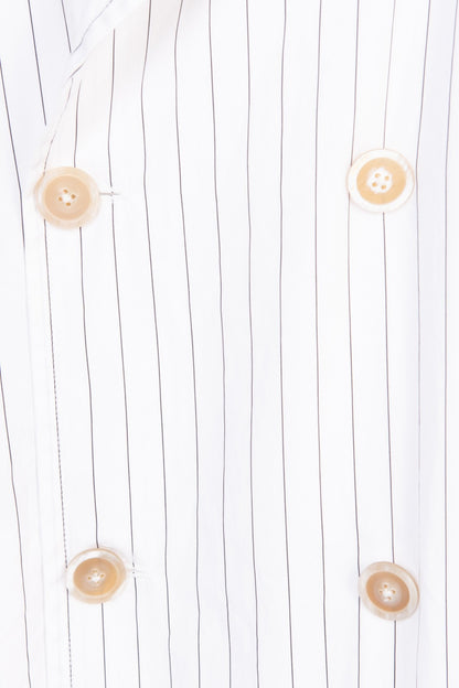 Maison Margiela white pinstripe cotton trench coat — front view