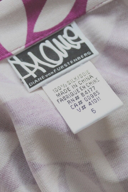 Diane von Furstenberg silk jersey wrap dress in fuchsia and white leaf print