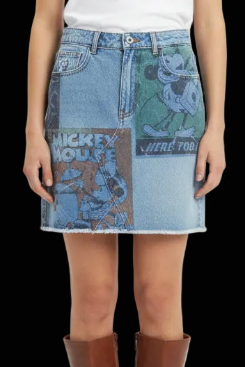 Desigual mickey mouse denim mini skirt — rent from Laura Messerschmitt, Berlin stylist