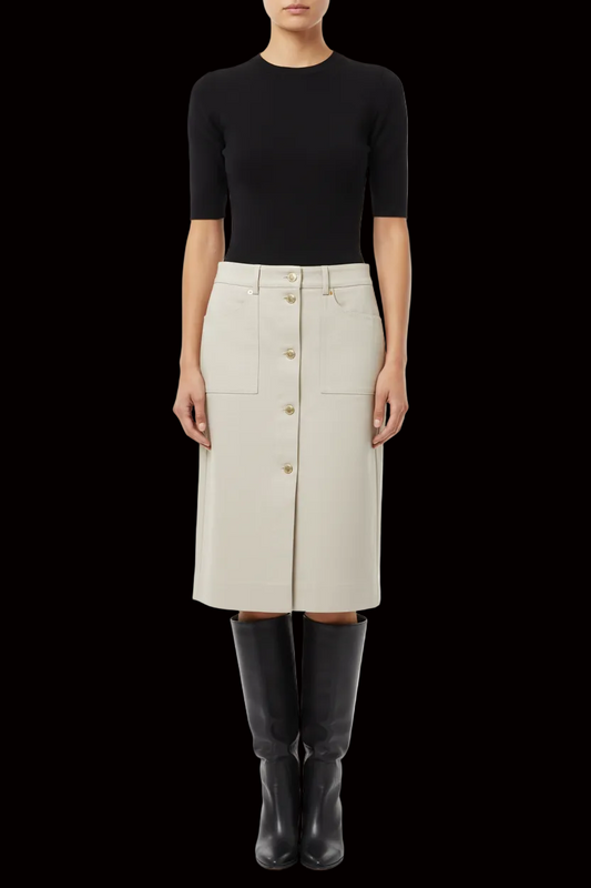 Louis Vuitton — Button-Front Pencil Skirt in Cotton — front view