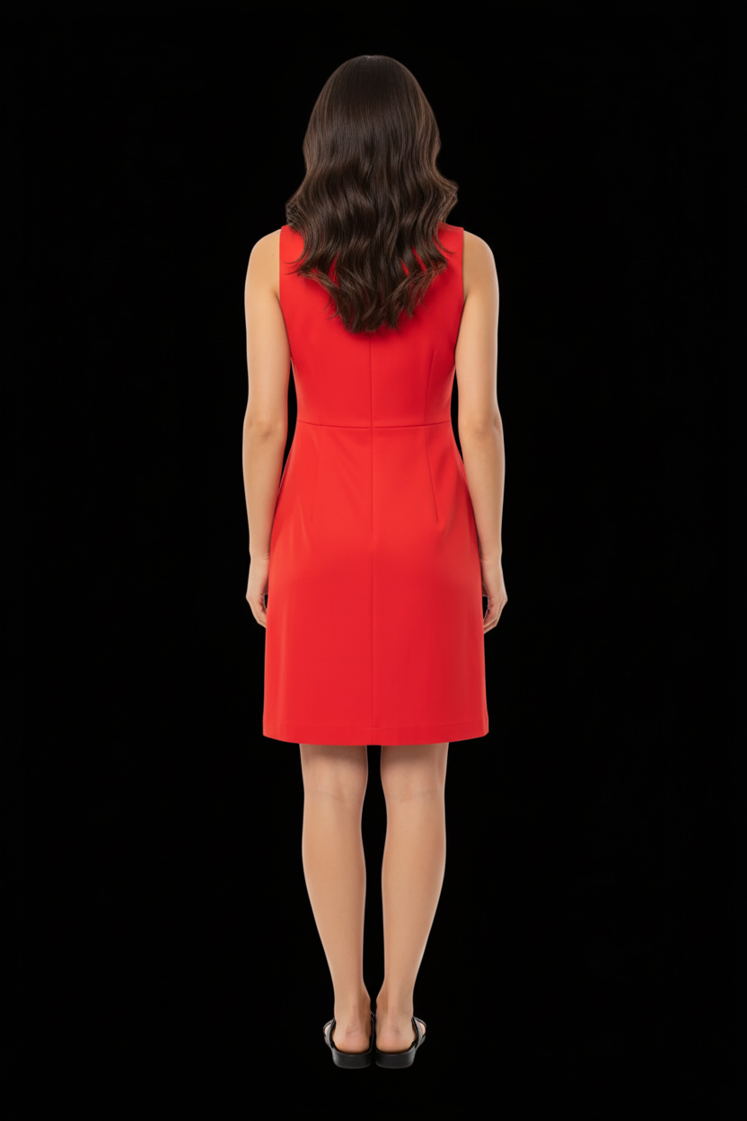 Drykorn sleeveless red cotton V-neck shift dress, size 1/34