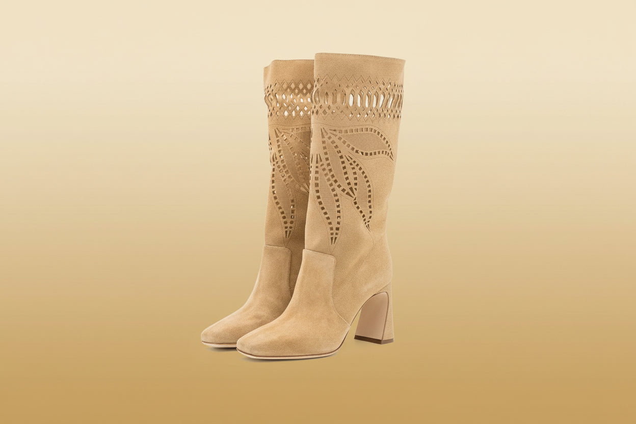 Alberta Ferretti 'Framing & Climbing Leaves' Suede Boots – EU 40