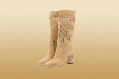 Alberta Ferretti 'Framing & Climbing Leaves' Suede Boots – EU 40