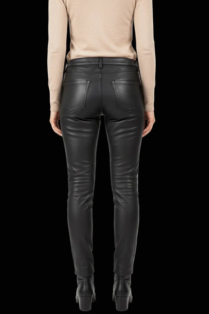 Yves Saint Laurent Italian lambskin trousers in black, straight-leg silhouette